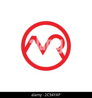 letter mr circle line geometric logo vector Stock Vector
