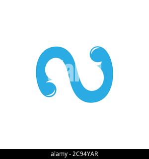 letter n simple blue curves logo vector Stock Vector
