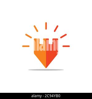 castle pin location design logo vector Stock Vector