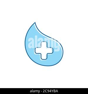 simple healthy drop water plus medical logo Stock Vector