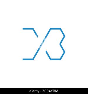 letter xb simple thin line geometric design logo vector Stock Vector