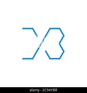 letter xb simple thin line geometric design logo vector Stock Vector