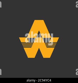 letter aw stripes geometric logo vector Stock Vector