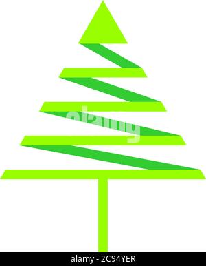 green pine tree triangle ribbon arrow logo vector Stock Vector