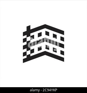tall building geometric design logo vector Stock Vector