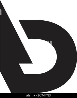 letter bd geometric arrow negative space logo Stock Vector
