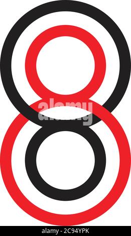 linked number 8 circle overlap colorful logo vector Stock Vector