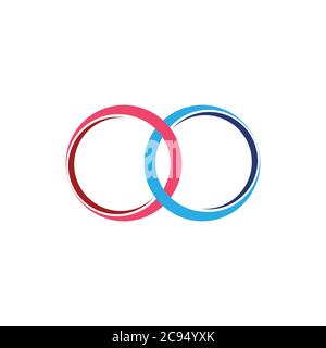 circle linked ring simple geometric logo vector Stock Vector