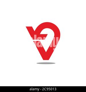 pin location arrow geometric design symbol logo vector Stock Vector