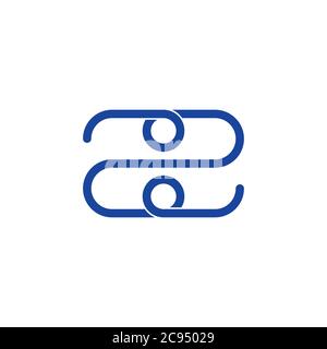 number two letter z paper clip line design logo vector Stock Vector