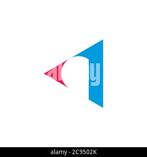 letter q negative space triangle logo vector Stock Vector