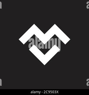 letter mv simple geometric line logo vector Stock Vector