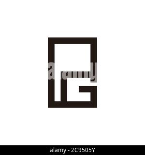 letter pg simple geometric frame line symbol logo vector Stock Vector