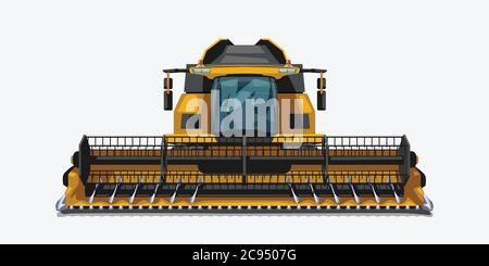 harvester front view yellow color on white Stock Vector