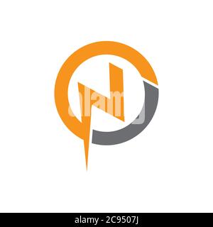 letter n thunder shape geometric logo vector Stock Vector