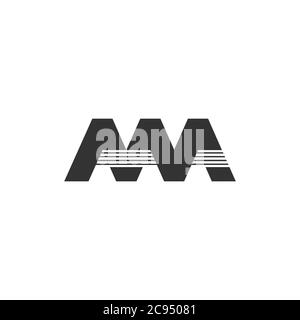 letter mn stripes geometric logo vector Stock Vector