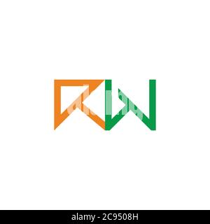 letter rw colorful arrow geometric line simple design logo vector Stock Vector