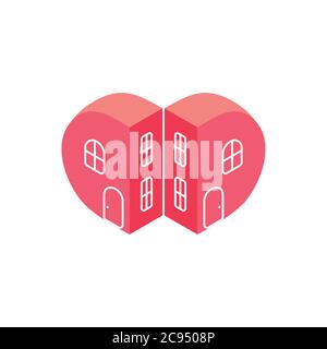 love heart home resident apartment design symbol vector Stock Vector