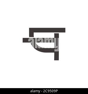 letter qt symbol simple geometric line logo vector Stock Vector