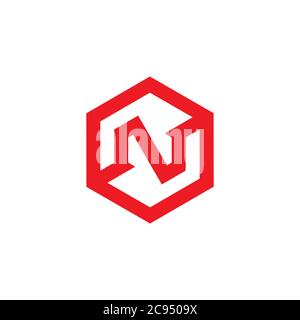 letter no on sexagonal logo vector Stock Vector
