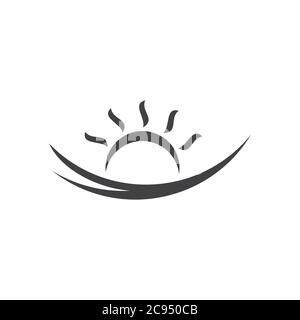 sun waves simple identity monogram logo vector Stock Vector