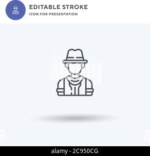 Cowboy icon vector, filled flat sign, solid pictogram isolated on white, logo illustration. Cowboy icon for presentation. Stock Vector