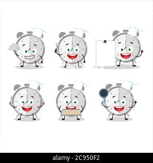 Cartoon character of alarm clock with various chef emoticons Stock Vector