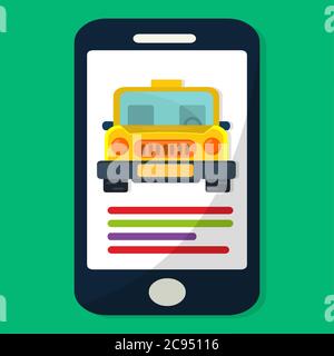 smartphone with taxi inside for online transportation application symbol vector illustration Stock Vector