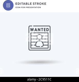Wanted icon vector, filled flat sign, solid pictogram isolated on white, logo illustration. Wanted icon for presentation. Stock Vector