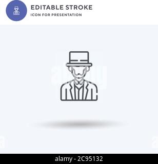 Abraham Lincoln icon vector, filled flat sign, solid pictogram isolated on white, logo illustration. Abraham Lincoln icon for presentation. Stock Vector