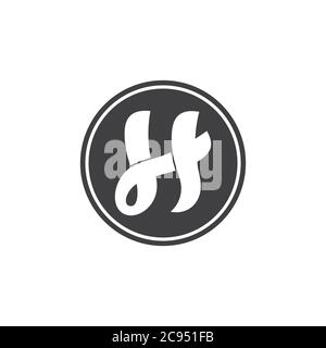 abstract letters y h linked curves design logo Stock Vector