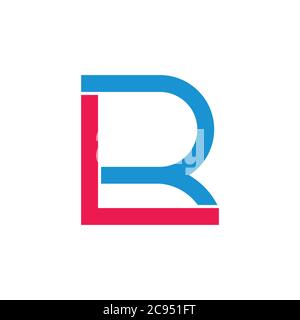 letters lr simple linked geometric square logo Stock Vector