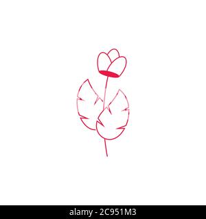 rose tree simple linear geometric design symbol decoration vector Stock Vector