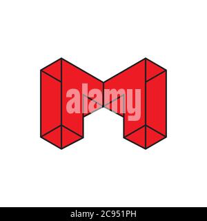 letter m 3d outline geometric logo vector Stock Vector