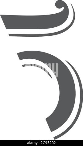 letter s number 5 symbol slice curves design logo vector Stock Vector