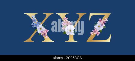 Floral Alphabet Font Stock Vector