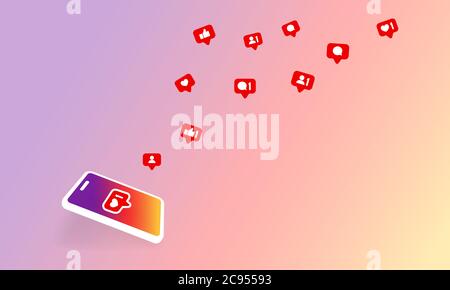 Social media notification icon. Follow, like, new comments symbol. Social networking. Vector on isolated background. EPS 10 Stock Vector