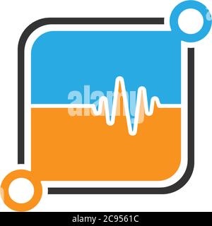 Sound wave icon logo, square concept design vector illustration Stock Vector