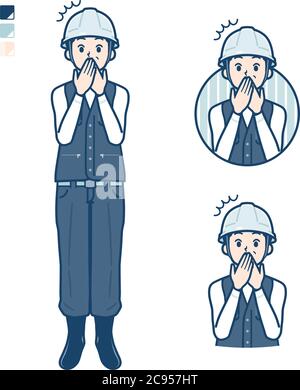 A Man wearing workwear with surprised images. It's vector art so it's easy to edit. Stock Vector