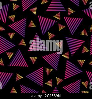 Seamless abstract pattern of gradient triangles on a dark background for textiles, packaging and decoration Stock Vector