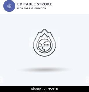 Global Warming icon vector, filled flat sign, solid pictogram isolated on white, logo illustration. Global Warming icon for presentation. Stock Vector