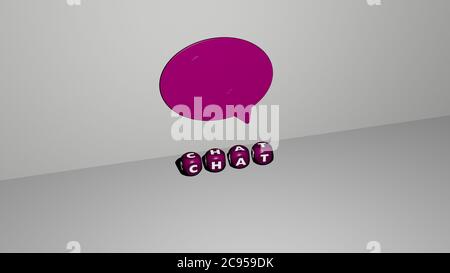 3D graphical image of chat vertically along with text built by metallic cubic letters from the top perspective, excellent for the concept presentation and slideshows. illustration and icon Stock Photo