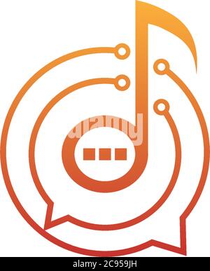 Music note logo and tone icon bublle chat concept design illustration Stock Vector