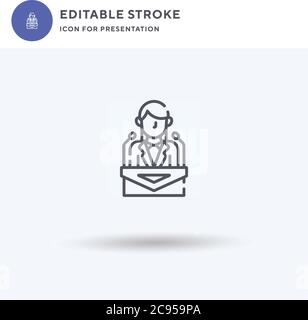 Politician icon vector, filled flat sign, solid pictogram isolated on white, logo illustration. Politician icon for presentation. Stock Vector
