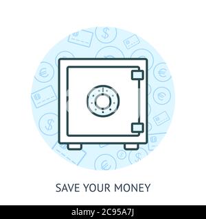 Save money concept. Vector illustration of piggy moneybox isolated on white background. Stock Vector