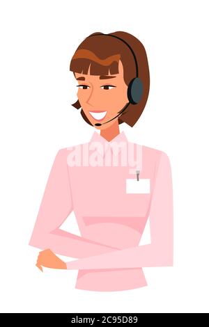 Call center manager flat vector illustration Stock Vector