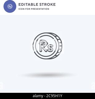 Nepalese Rupee icon vector, filled flat sign, solid pictogram isolated on white, logo illustration. Nepalese Rupee icon for presentation. Stock Vector