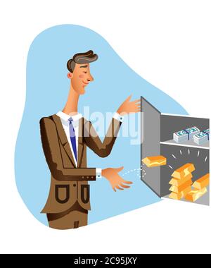 Rich businessman flat vector illustration Stock Vector