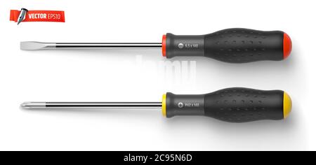 Vector screwdrivers on white background Stock Vector