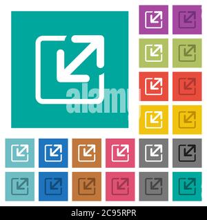 Resize window multi colored flat icons on plain square backgrounds. Included white and darker icon variations for hover or active effects. Stock Vector